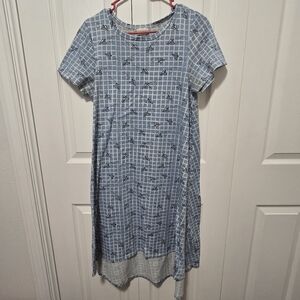 LuLaRoe Women’s S Blue Paper Airplane Print Dress